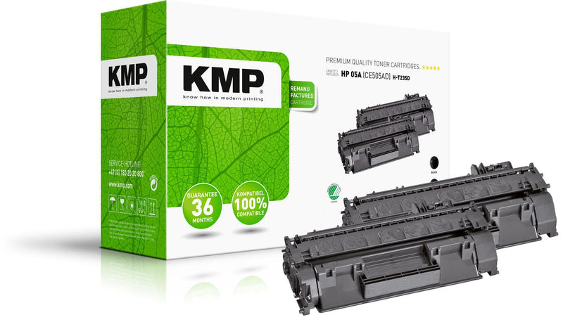 KMP Toner H-T235D schwarz kompatibel zu HP 05A (CE505D), 2er-Set