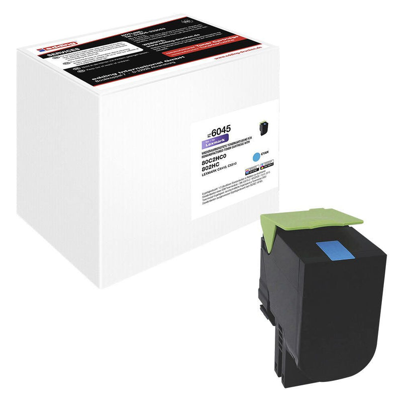 edding Toner EDD-6045 cyan kompatibel zu LEXMARK 80C2HC0