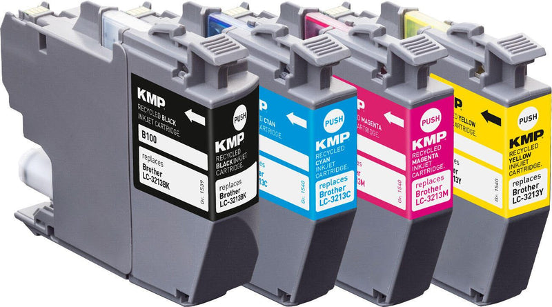 KMP Druckerpatronen B101V schwarz, cyan, magenta, gelb kompatibel zu brother LC-3213VAL, 4er-Set