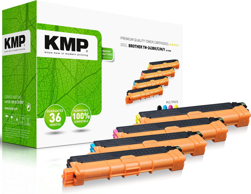 KMP Toner B-T09M schwarz, cyan, magenta, gelb kompatibel zu brother TN243BK/C/M/Y, 4er-Set