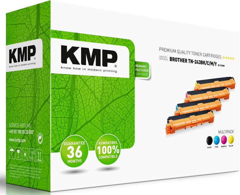 KMP Toner B-T09M schwarz, cyan, magenta, gelb kompatibel zu brother TN243BK/C/M/Y, 4er-Set