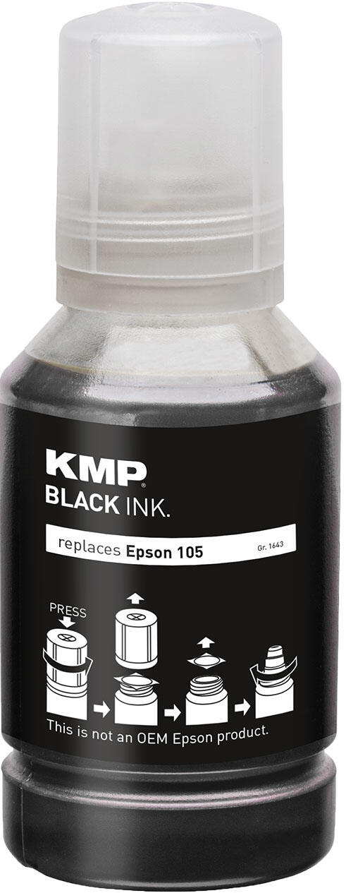 KMP Tintenflasche schwarz kompatibel zu EPSON 105 (T00Q1)