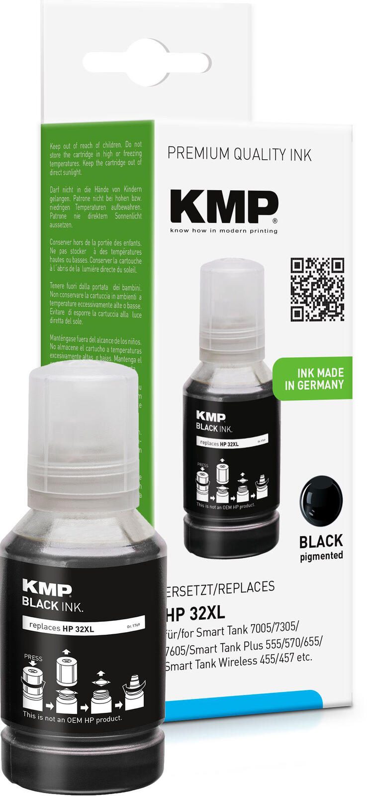 KMP Tintenflasche schwarz kompatibel zu HP 32XL (1VV24AE)