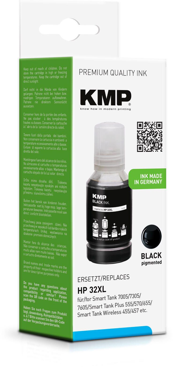 KMP Tintenflasche schwarz kompatibel zu HP 32XL (1VV24AE)