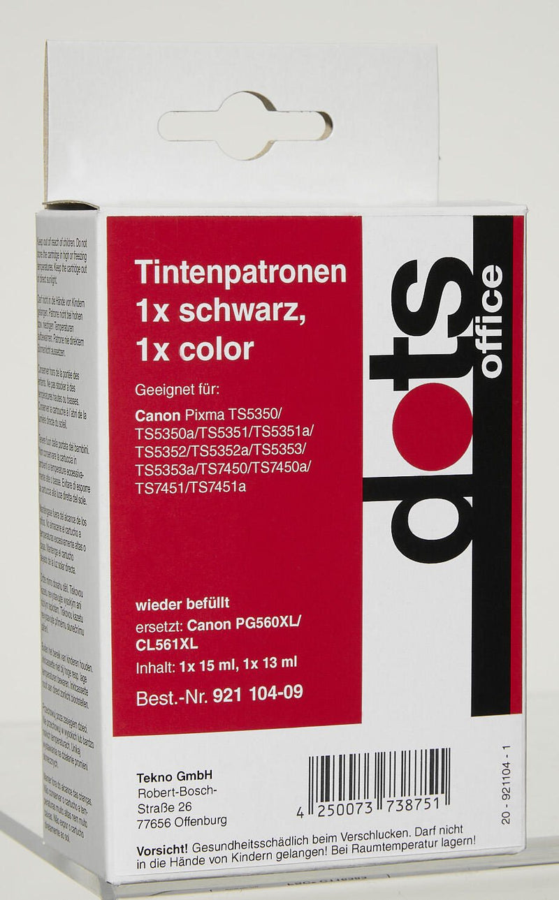 dots Druckerpatronen kompatibel zu Canon PG560XL/CL561XL, 2er-Set schwarz, color