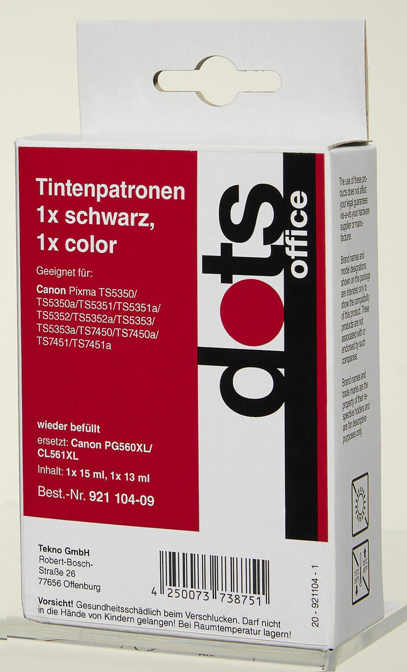 dots Druckerpatronen kompatibel zu Canon PG560XL/CL561XL, 2er-Set schwarz, color