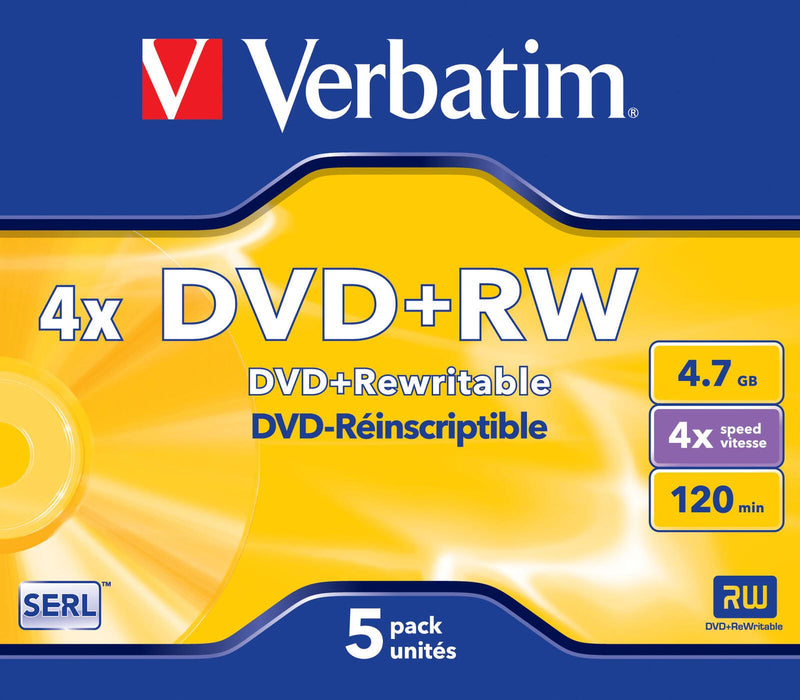 Verbatim DVD+RW 4,7 GB 5er JC Jewel Case