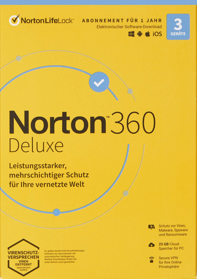 Norton 360 Deluxe Box 3 Geräte Sicherheitssoftware