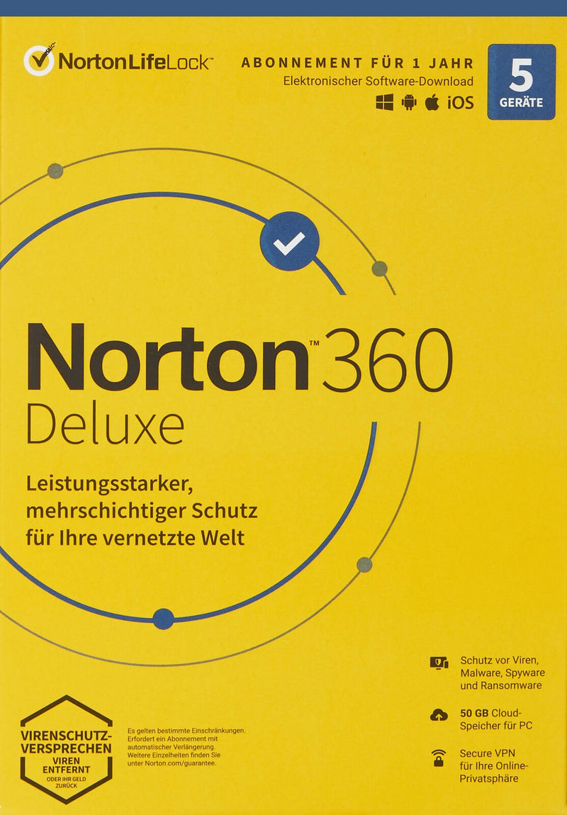 Norton 360 Deluxe Box 5 Geräte Sicherheitssoftware