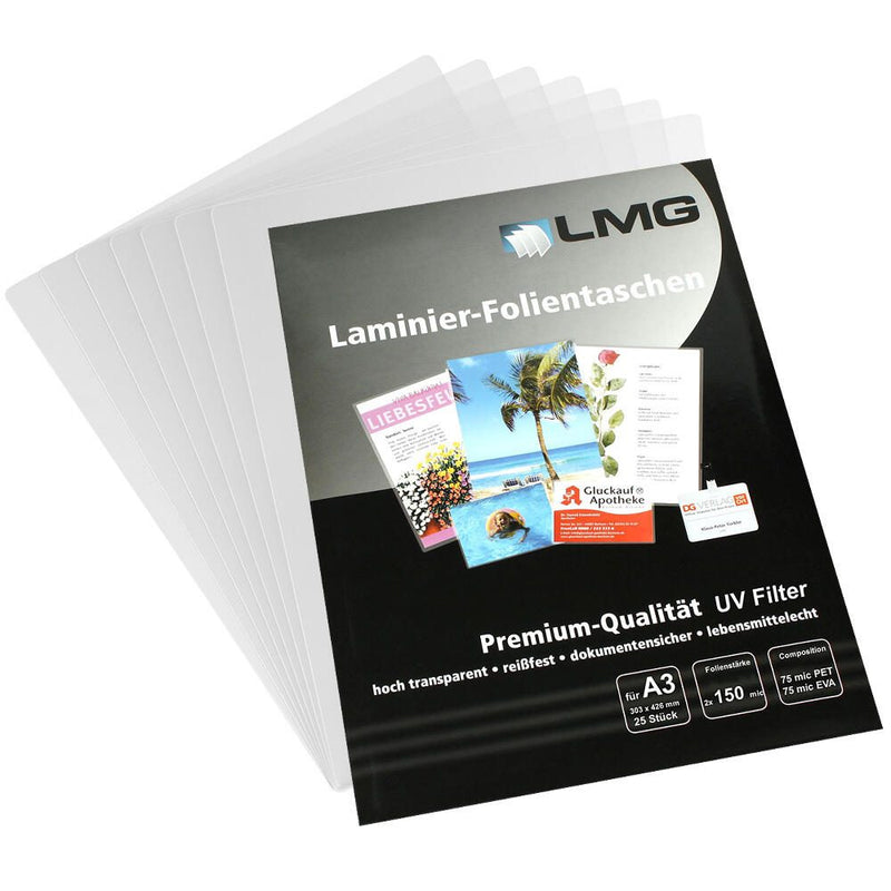 LMG Laminierfolien glänzend 150 mikron A3