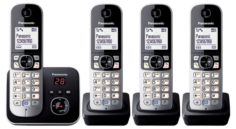 Panasonic Schnurloses Telefon-Set mit Anrufbeantworter KX-TG6824GB schwarz-silber