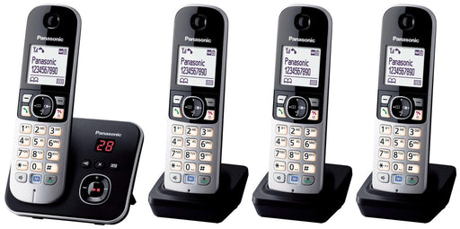 Panasonic Schnurloses Telefon-Set mit Anrufbeantworter KX-TG6824GB schwarz-silber
