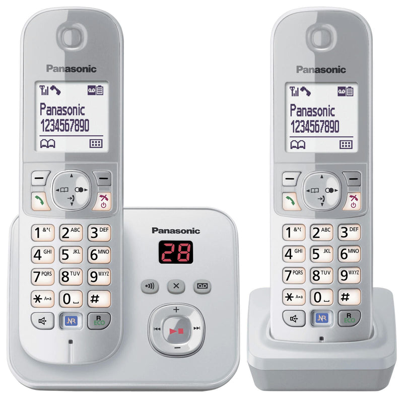 Panasonic Schnurloses Telefon-Set mit Anrufbeantworter KX-TG6822GS silber