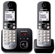 Panasonic Schnurloses Telefon-Set mit Anrufbeantworter KX-TG6822GB schwarz-silber