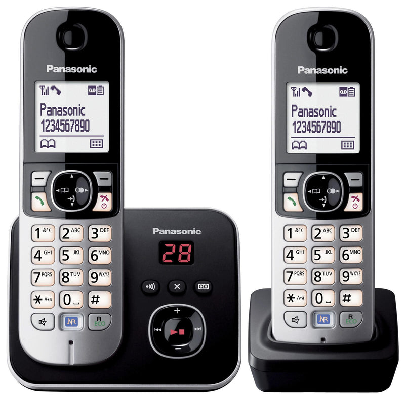 Panasonic Schnurloses Telefon-Set mit Anrufbeantworter KX-TG6822GB schwarz-silber