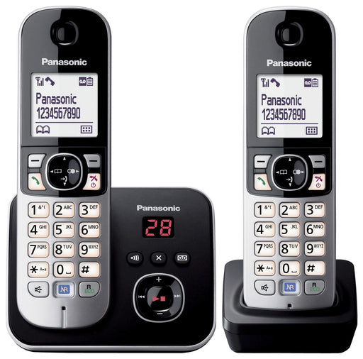 Panasonic Schnurloses Telefon-Set mit Anrufbeantworter KX-TG6822GB schwarz-silber