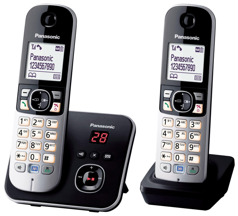Panasonic Schnurloses Telefon-Set mit Anrufbeantworter KX-TG6822GB schwarz-silber