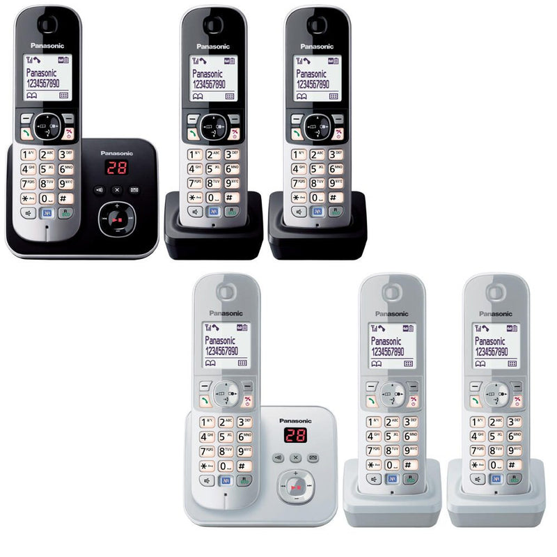 Panasonic Schnurloses Telefon-Set mit Anrufbeantworter KX-TG6823GB schwarz-silber