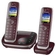 Panasonic Schnurloses Telefon-Set mit Anrufbeantworter KX-TGJ322GR weinrot