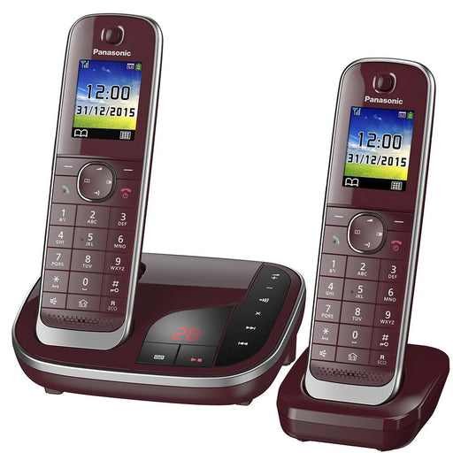 Panasonic Schnurloses Telefon-Set mit Anrufbeantworter KX-TGJ322GR weinrot