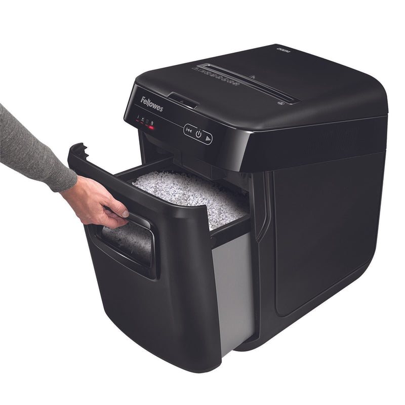 Fellowes AutoMax 200M Aktenvernichter mit Partikelschnitt bis 180 Blatt schwarz