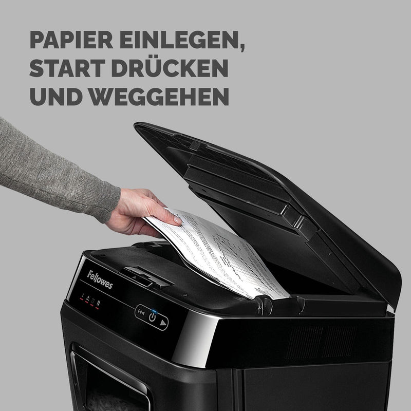 Fellowes AutoMax 200M Aktenvernichter mit Partikelschnitt bis 180 Blatt schwarz