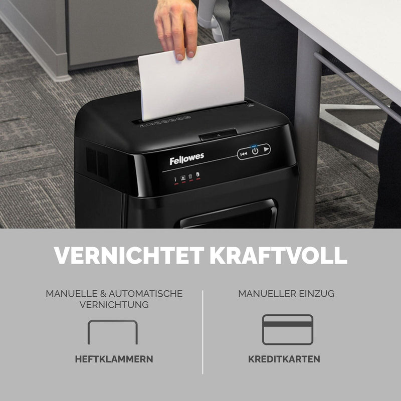 Fellowes AutoMax 200M Aktenvernichter mit Partikelschnitt bis 180 Blatt schwarz