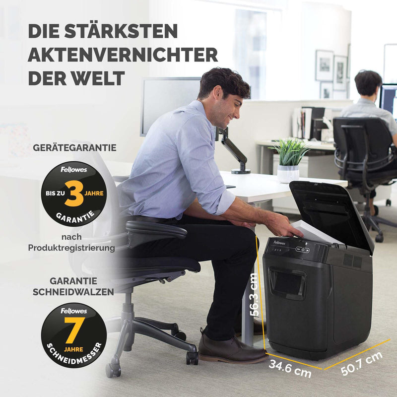 Fellowes AutoMax 200M Aktenvernichter mit Partikelschnitt bis 180 Blatt schwarz