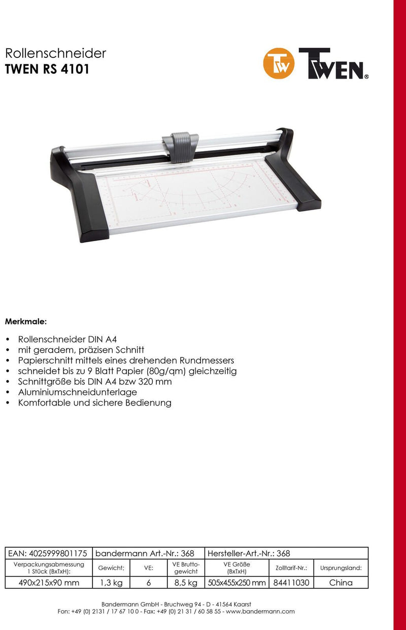 TWEN Rollenschneider für DIN A4