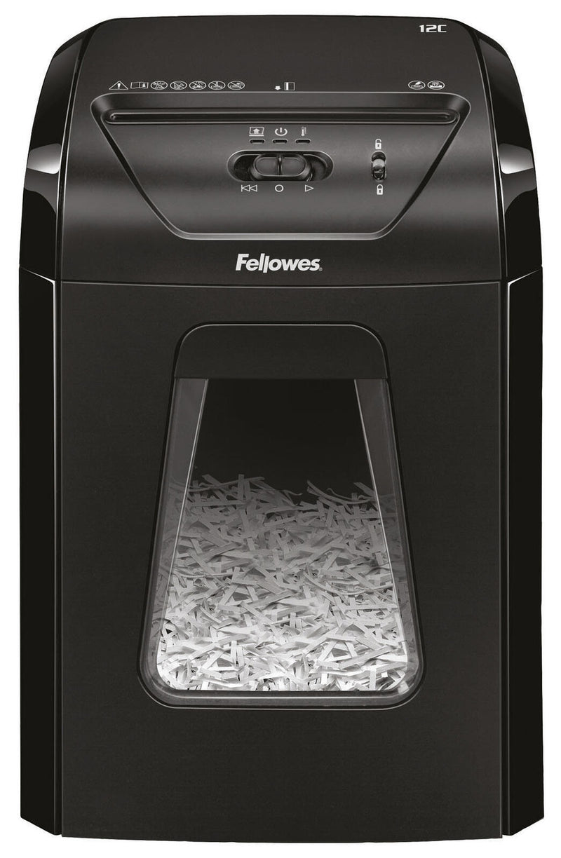 Fellowes Powershred 12C Aktenvernichter mit Partikelschnitt bis 11 Blatt schwarz