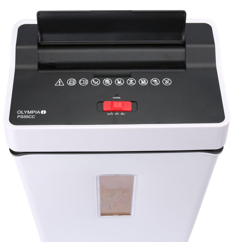 OLYMPIA PS55CC Aktenvernichter mit Partikelschnitt bis 10 Blatt weiß