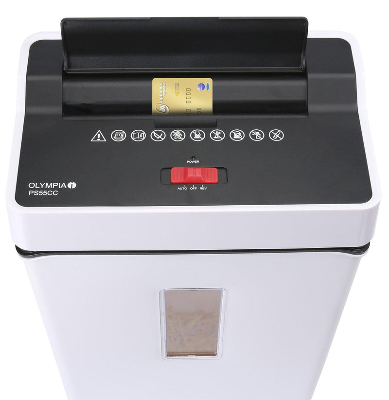 OLYMPIA PS55CC Aktenvernichter mit Partikelschnitt bis 10 Blatt weiß