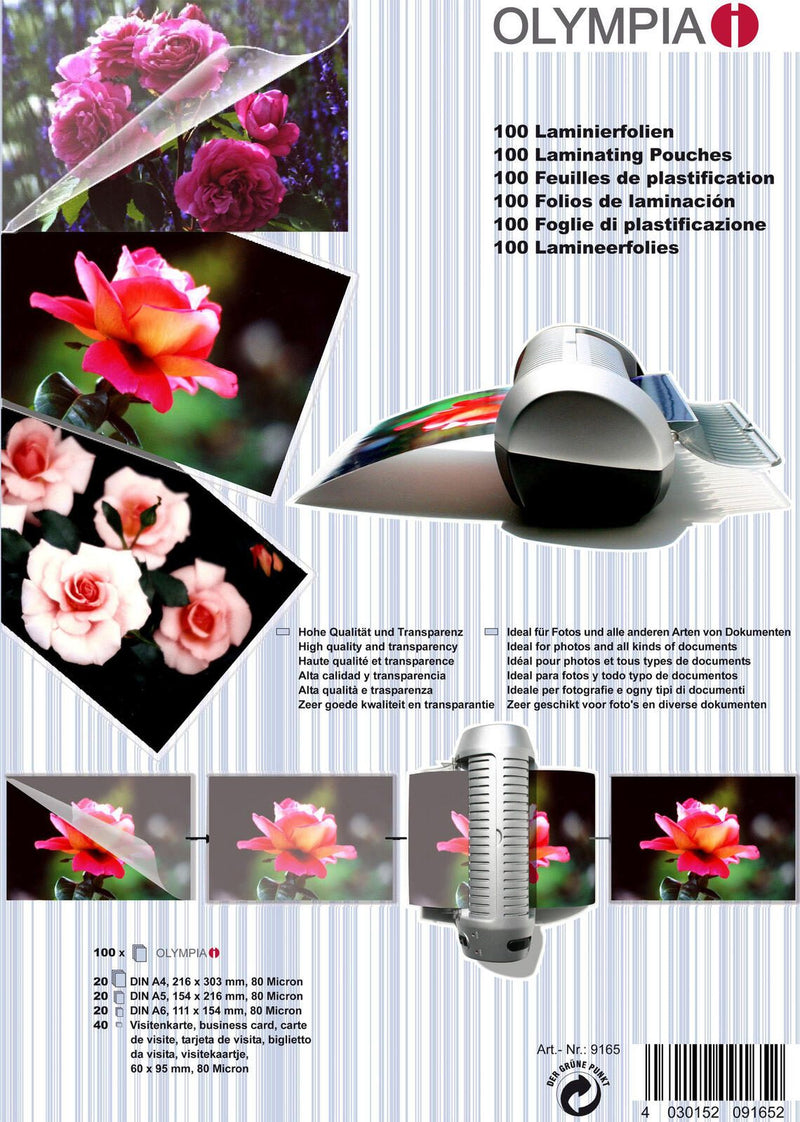 OLYMPIA Laminierfolien glänzend verschiedene cm 80 mikron