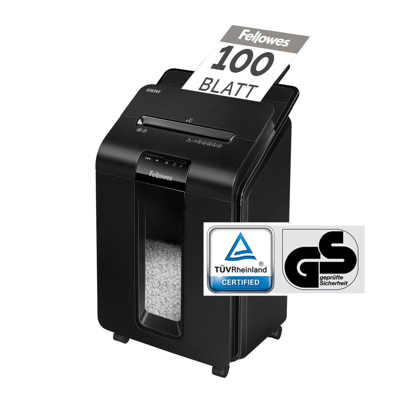 Fellowes Automax 100M Aktenvernichter mit Partikelschnitt bis 100 Blatt schwarz