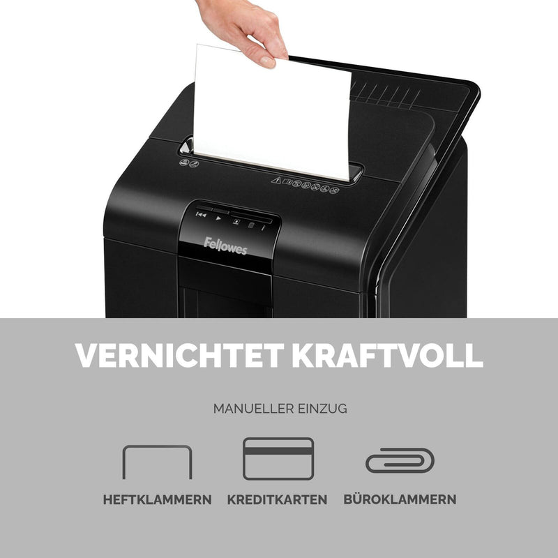 Fellowes Automax 100M Aktenvernichter mit Partikelschnitt bis 100 Blatt schwarz
