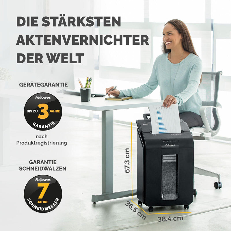 Fellowes Automax 100M Aktenvernichter mit Partikelschnitt bis 100 Blatt schwarz