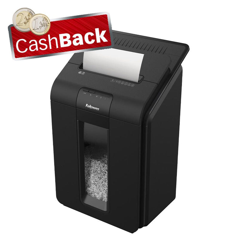 Fellowes Automax 100M Aktenvernichter mit Partikelschnitt bis 100 Blatt schwarz