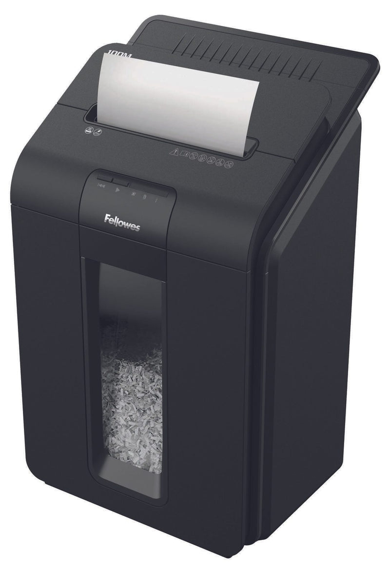 Fellowes Automax 100M Aktenvernichter mit Partikelschnitt bis 100 Blatt schwarz
