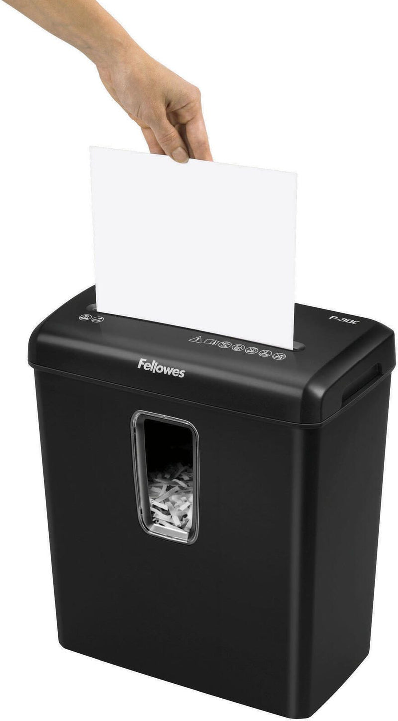 Fellowes Powershred P-30C Aktenvernichter mit Partikelschnitt bis 6 Blatt schwarz
