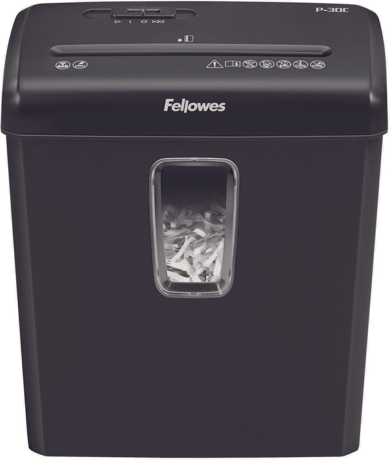 Fellowes Powershred P-30C Aktenvernichter mit Partikelschnitt bis 6 Blatt schwarz