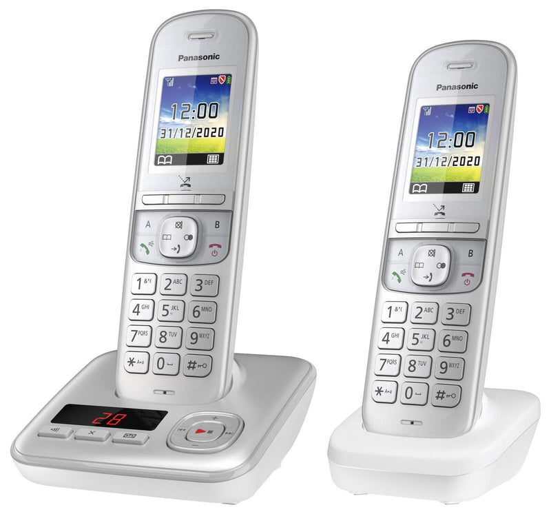 Panasonic Schnurloses Telefon-Set mit Anrufbeantworter KX-TGH722GG silber