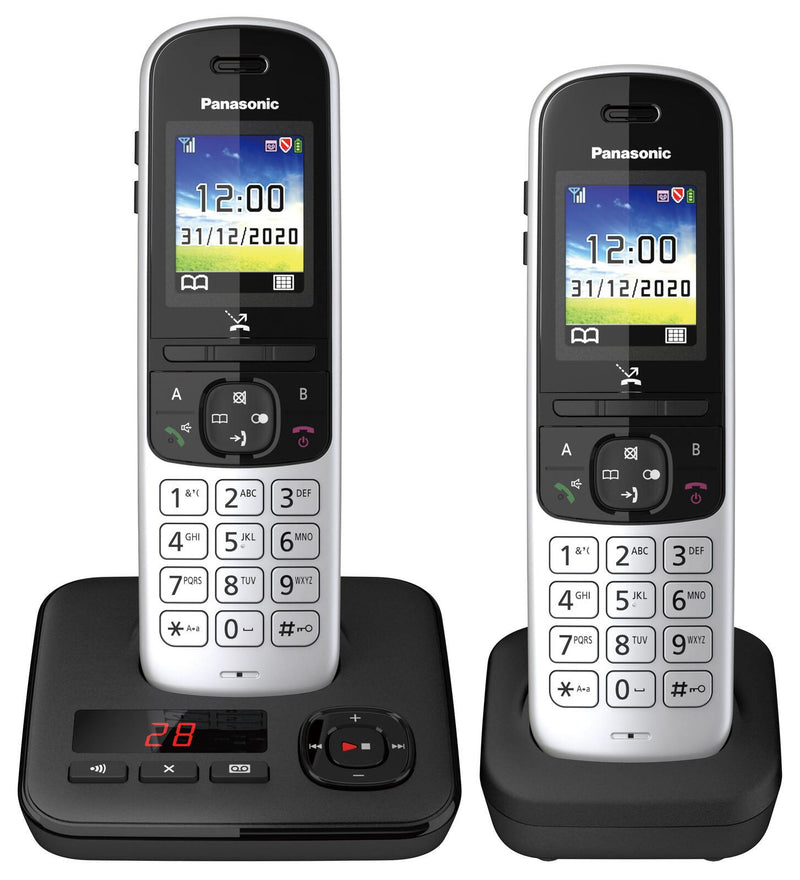 Panasonic Schnurloses Telefon-Set mit Anrufbeantworter KX-TGH722GS silber-schwarz