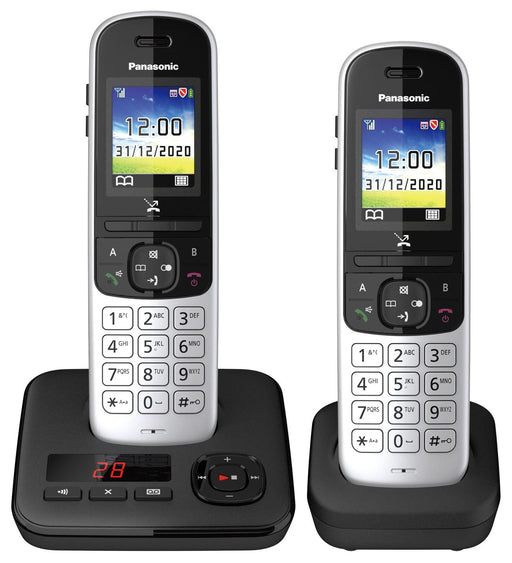 Panasonic Schnurloses Telefon-Set mit Anrufbeantworter KX-TGH722GS silber-schwarz