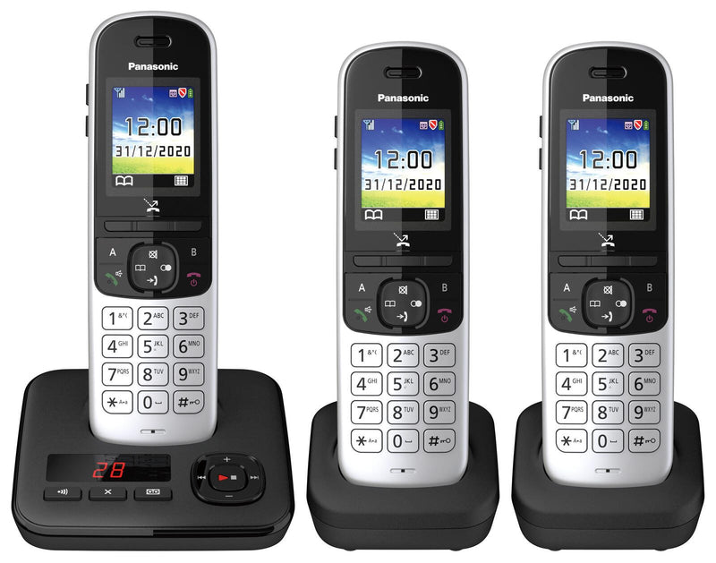 Panasonic Schnurloses Telefon-Set mit Anrufbeantworter KX-TGH723GS silber-schwarz