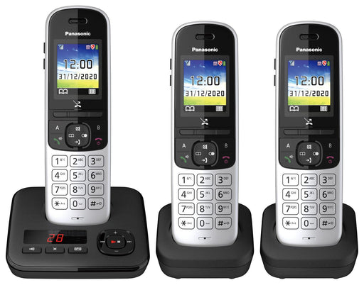 Panasonic Schnurloses Telefon-Set mit Anrufbeantworter KX-TGH723GS silber-schwarz