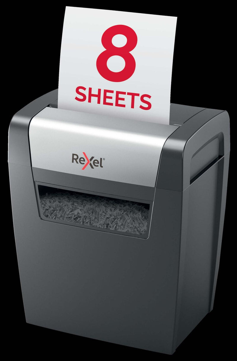 Rexel Momentum X308 Aktenvernichter mit Partikelschnitt bis 8 Blatt schwarz