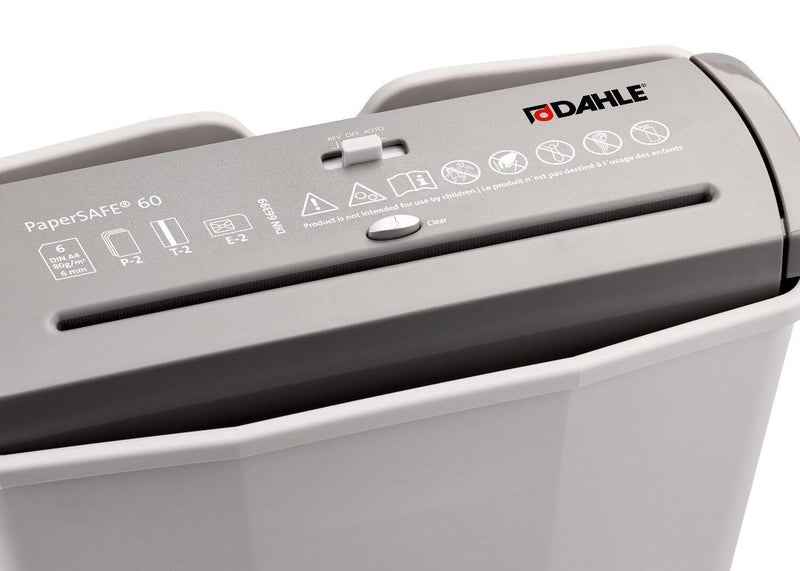 DAHLE PaperSAFE 60 Aktenvernichter mit Streifenschnitt bis 6 Blatt lichtgrau
