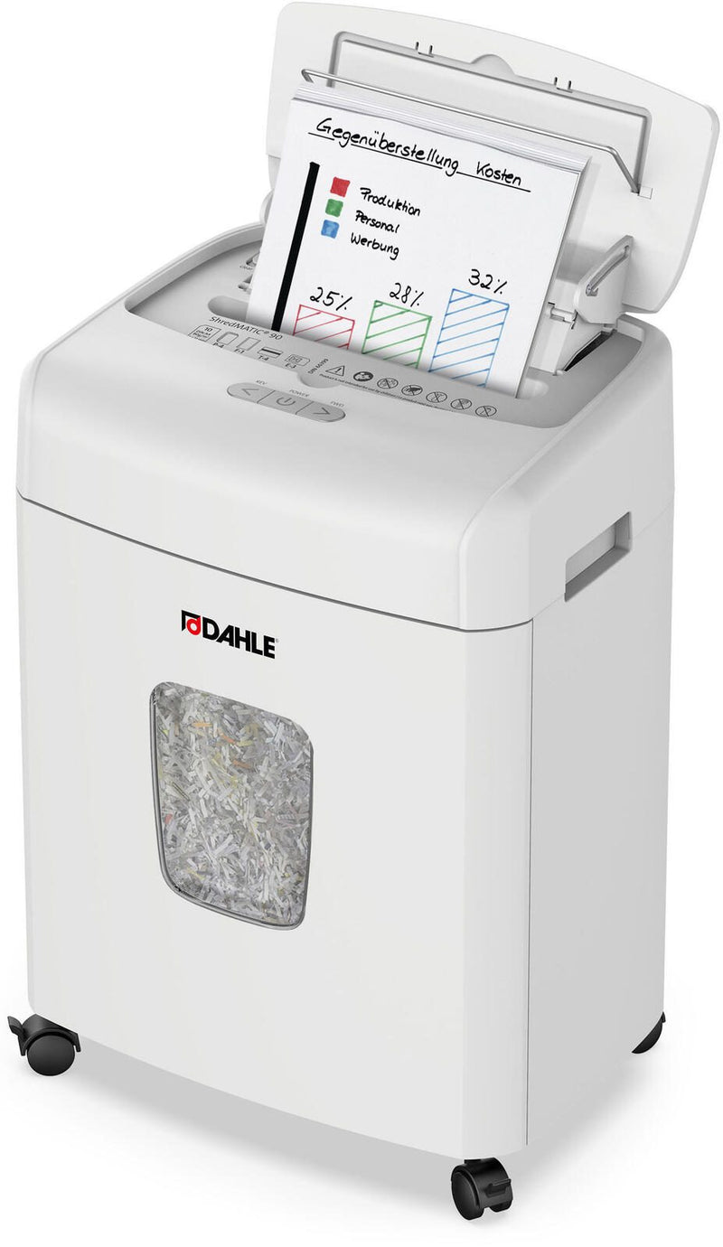 DAHLE ShredMATIC 90 Aktenvernichter mit Partikelschnitt bis 90 Blatt lichtgrau