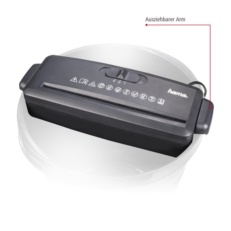 Hama Mini S6 Aktenvernichter mit Streifenschnitt bis 6 Blatt schwarz