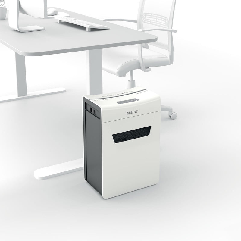 LEITZ Protect 10X Aktenvernichter mit Partikelschnitt bis 10 Blatt weiß